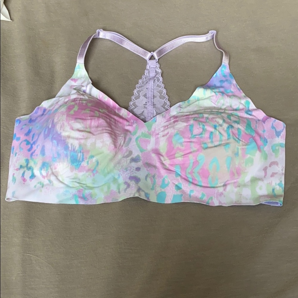 Pink and purple cheetah print sports bra